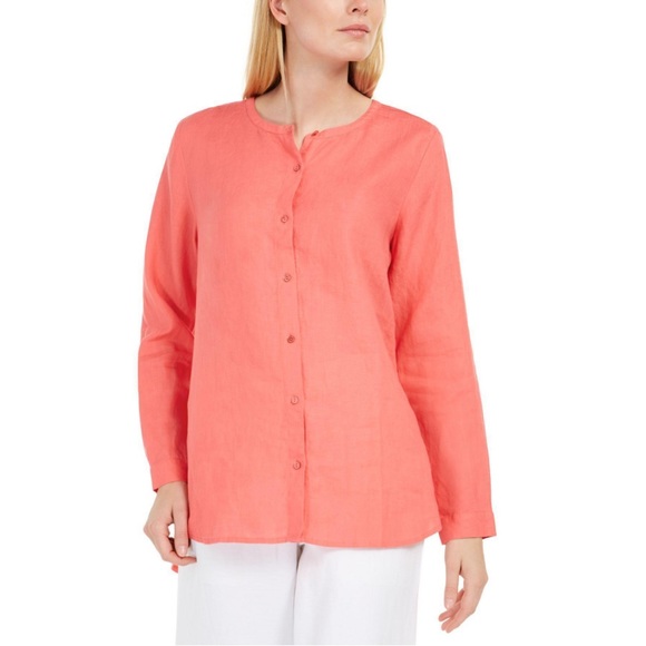 Eileen Fisher Pink 100% organic Linen blouse. - Picture 3 of 7